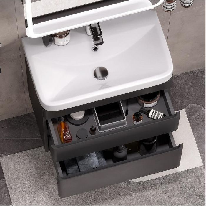 Тумба под раковину Equil Eltoro 60 tpELTR60.2Y-03 подвесная цвет Черный матовый