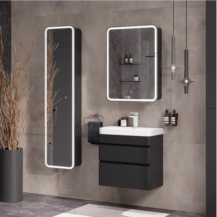 Тумба под раковину Equil Eltoro 60 tpELTR60.2Y-03 подвесная цвет Черный матовый