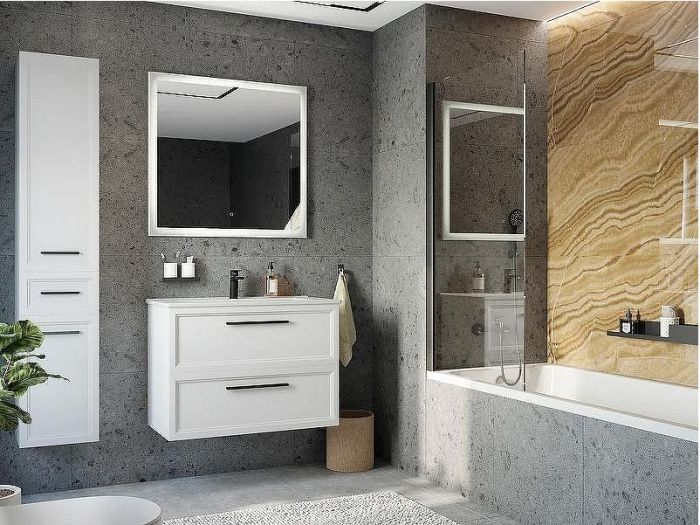 Комплект мебели для ванной STWORKI Эстерсунд 90 440891 подвесной Белый матовый