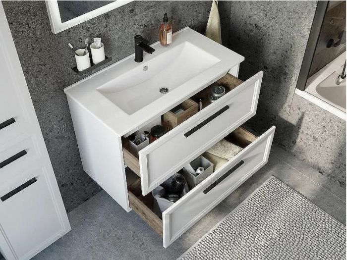 Комплект мебели для ванной STWORKI Эстерсунд 90 440891 подвесной Белый матовый