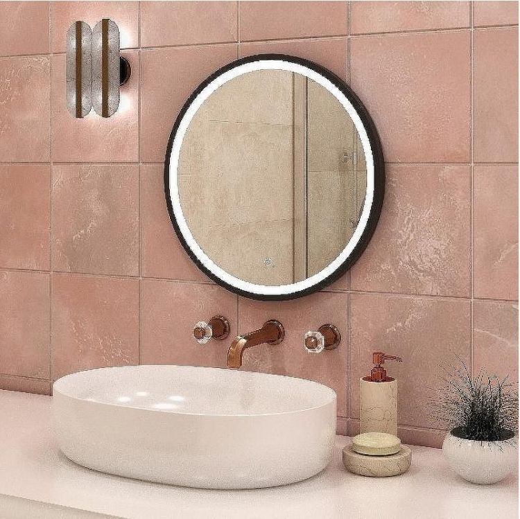 Зеркало Континент Style D 600 ЗЛП1016 с подсветкой Черное с сенсорным выключателем