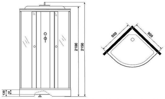 Душевая кабина Niagara Eco 90x90 NG-4501-14BLACK без гидромассажа