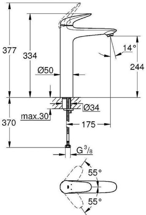 Смеситель для раковины Grohe Eurostyle 23719003 Хром