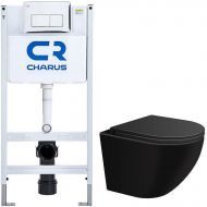 Комплект унитаза WellWant Aura WWU01122B с инсталляцией Charus City CR.200.21.01 с сиденьем Микролифт и клавишей смыва Хром глянцевый