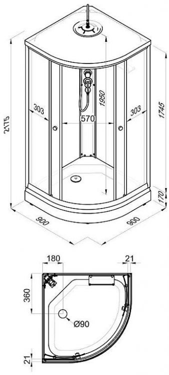 Душевая кабина Triton Стандарт 90x90 Щ0000063054 без гидромассажа Душевая кабина Triton Стандарт 90x90 Щ0000063054 без гидромассажа