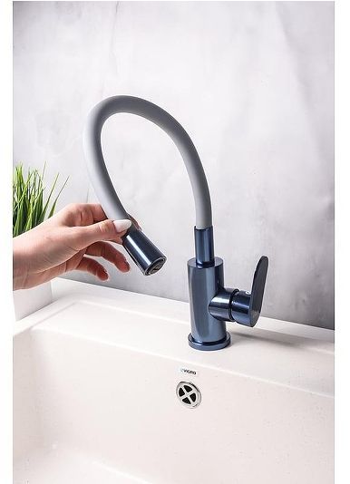 Смеситель для кухни Ekko E4223-21 цвет Синий Серый