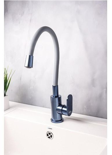 Смеситель для кухни Ekko E4223-21 цвет Синий Серый