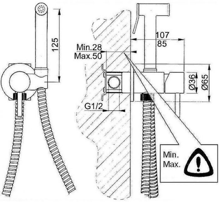 Гигиенический душ со смесителем Giulini Futuro FSH25NKO Никель матовый
