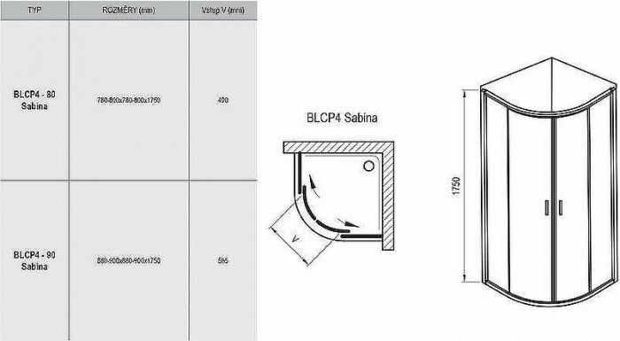 Душевой уголок Ravak Blix BLCP4-90 Sabina 90x90 3B270U40ZG профиль Сатин стекло Grape