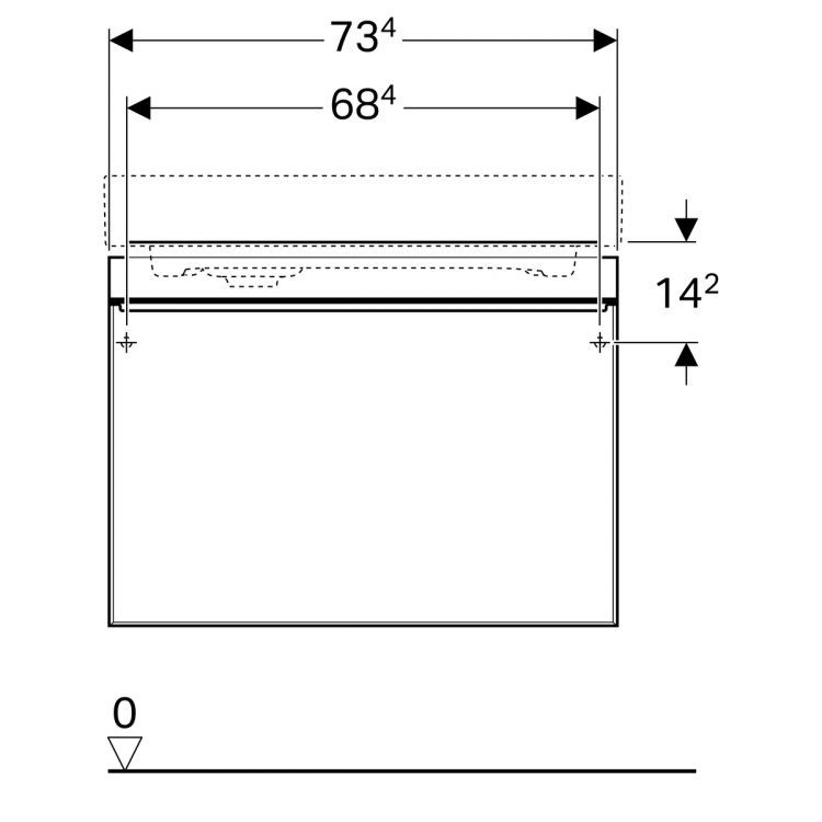 Тумба под раковину Geberit Citterio 73.4х55.4х50.4, светлый дуб, бежевое стекло [500.557.JI.1]