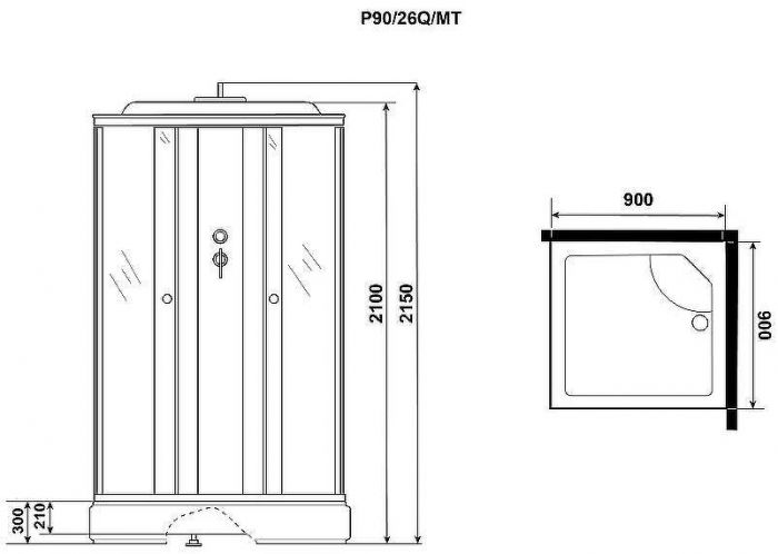 Душевая кабина Niagara Promo 90x90 P90/26Q/MT без гидромассажа