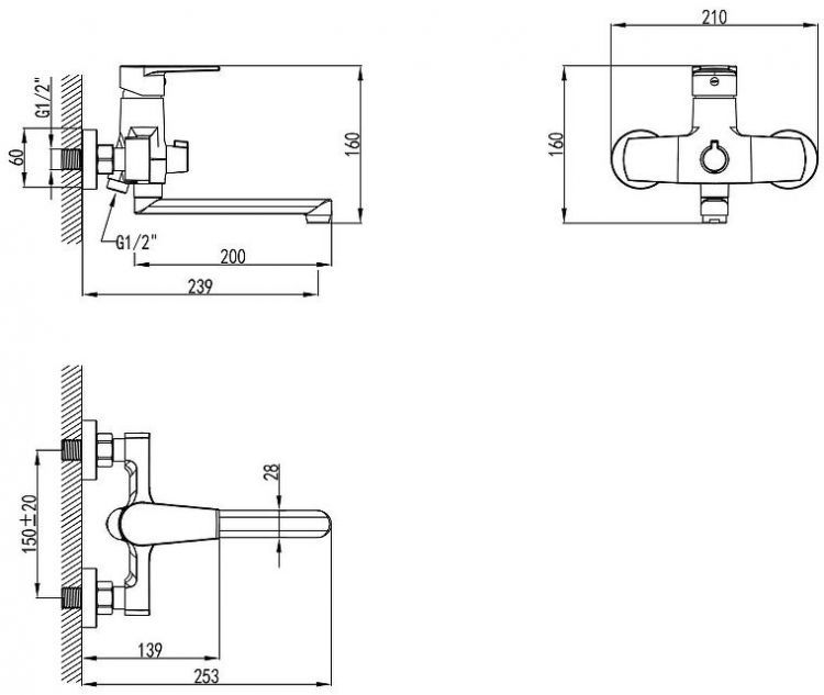 Смеситель для ванны AWP Tulos S2617C цвет Хром