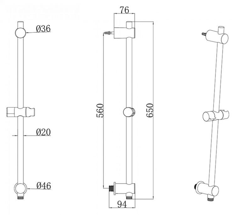 Душевая штанга Ravak 975.00 60 см со шланговым подключением