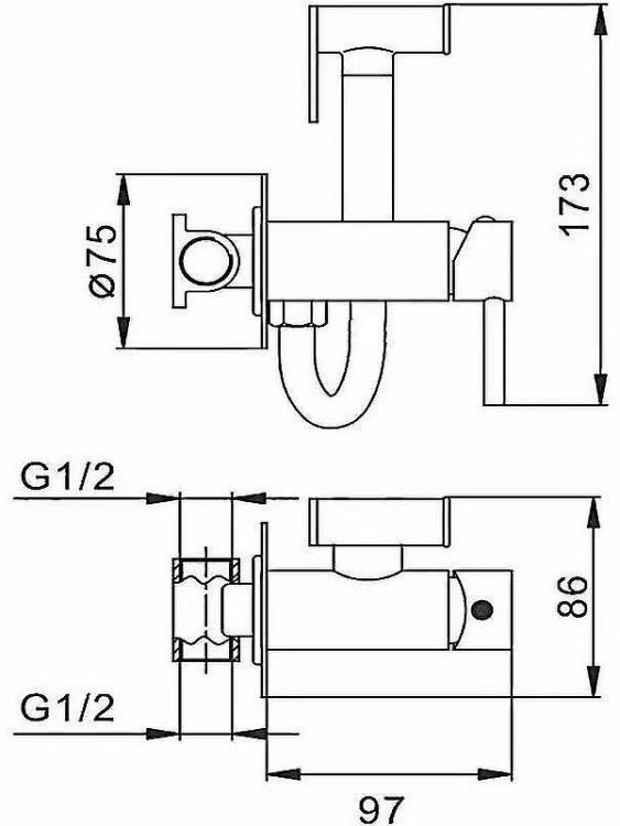 Гигиенический душ со смесителем CeramaLux KRS/005 Белый матовый
