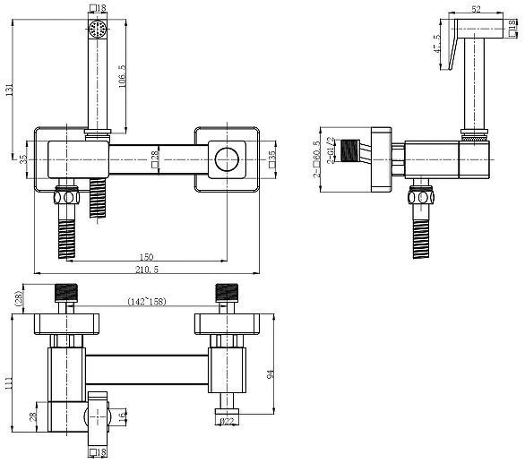 Гигиенический душ со смесителем WeltWasser Higi Q02 WT 10000013674 цвет Белый матовый Гигиенический душ со смесителем WeltWasser Higi Q02 WT 10000013674 цвет Белый матовый