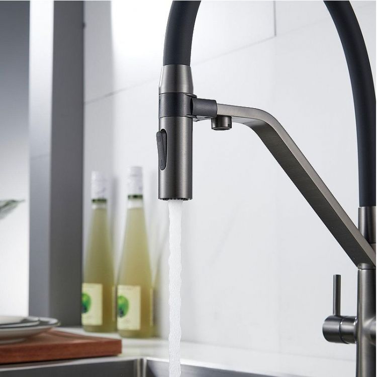 Смеситель для кухни Shevanik S278T цвет Оружейная сталь Черный