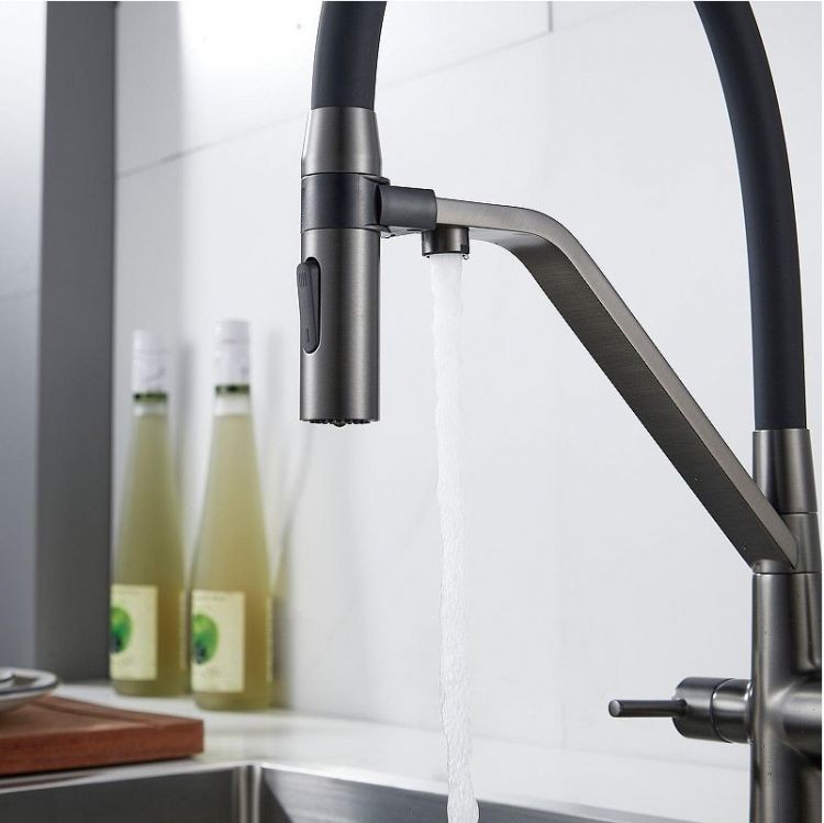 Смеситель для кухни Shevanik S278T цвет Оружейная сталь Черный