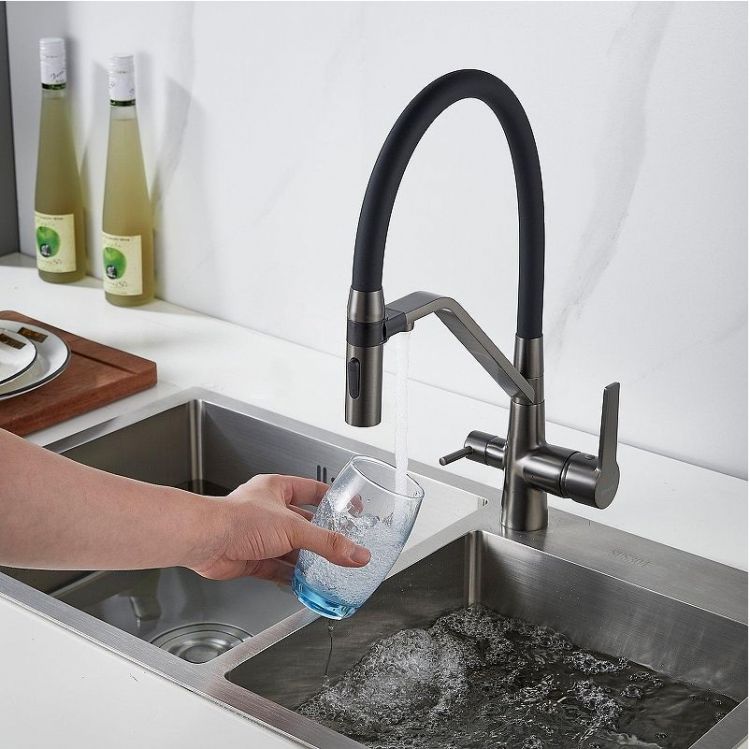 Смеситель для кухни Shevanik S278T цвет Оружейная сталь Черный