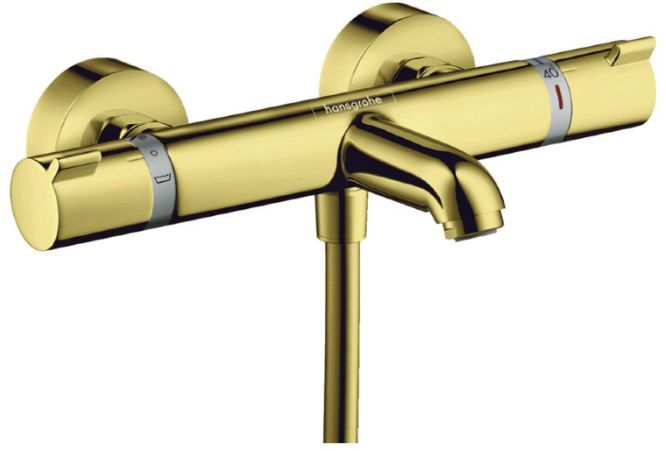 Hansgrohe Ecostat Смеситель для ванны, настенный, термостатический, цвет: полированное золото