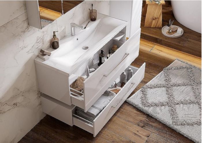 Тумба под раковину Aquaton Мадрид 120 М 1A168701MA010 подвесная Белая