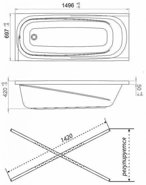 Акриловая ванна Triton 1Acreal Европа 150x70 Щ0000040926 без гидромассажа