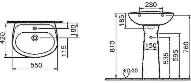 Раковина Vitra Normus 55 9600B003-7650 Белая