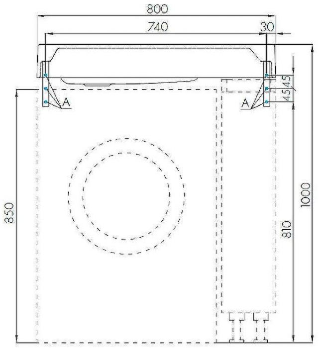 Раковина Aquaton Рейн 80 L 1A72113KRW210 на стиральную машину Графит
