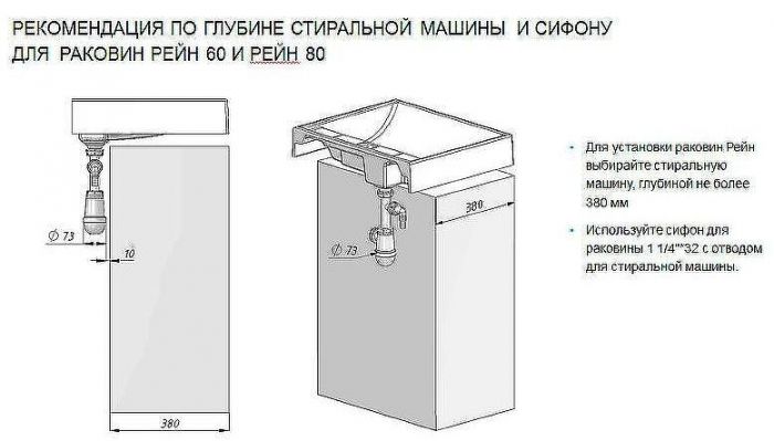 Раковина Aquaton Рейн 80 L 1A72113KRW210 на стиральную машину Графит