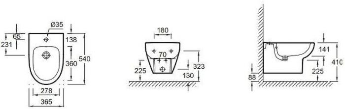 Биде Jacob Delafon Odeon Up E4765-00 подвесное Белое