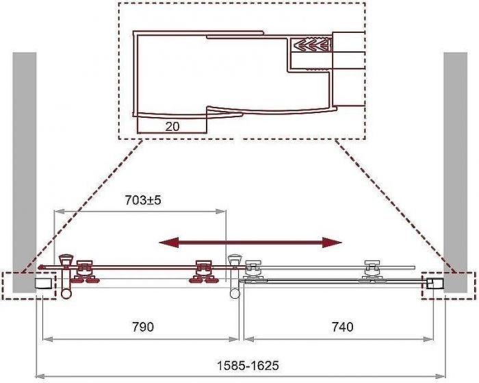Душевая дверь BelBagno Uno 160 UNO-195-BF-1-160-P-Cr профиль Хром стекло рифленое