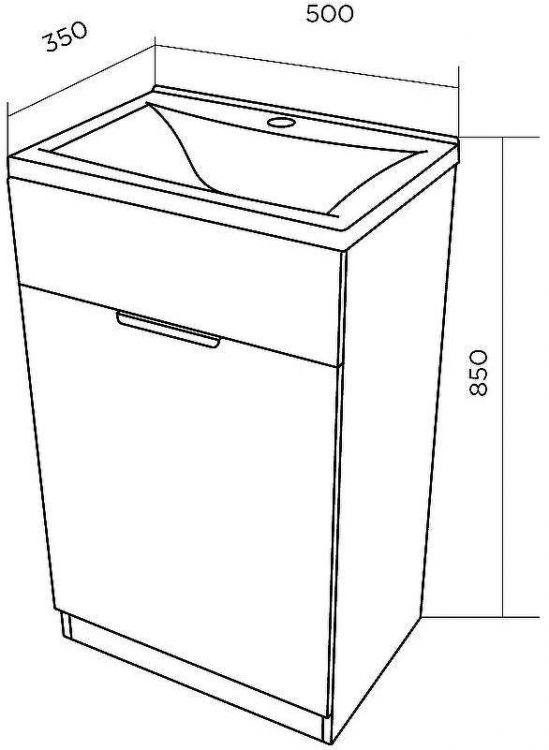 Тумба с раковиной 1MarKa Revo 50H У99086 Бетон темно-серый