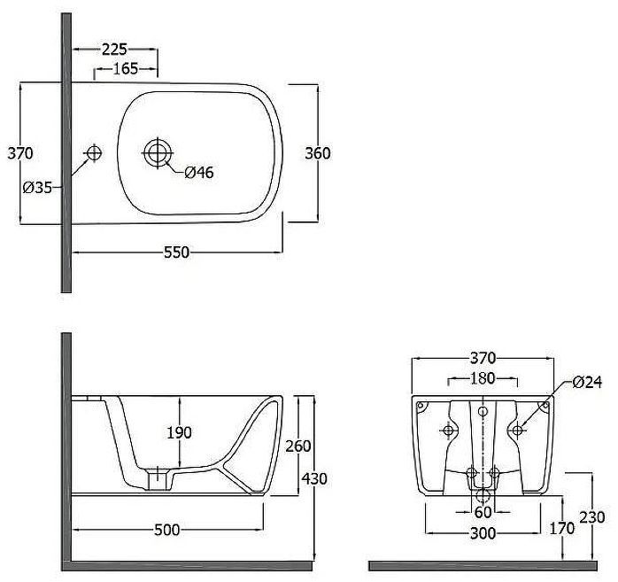 Биде Kludi Resa S 27BIW0143 подвесное цвет Белый глянцевый