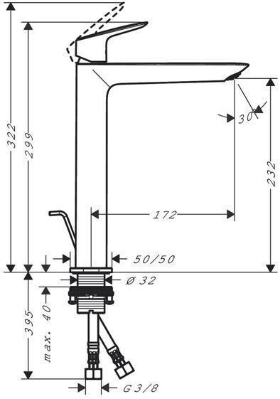 Hansgrohe Logis Смеситель для раковины, однорычажный, 240 Fine, со сливным гарнитуром, цвет: матовый черный