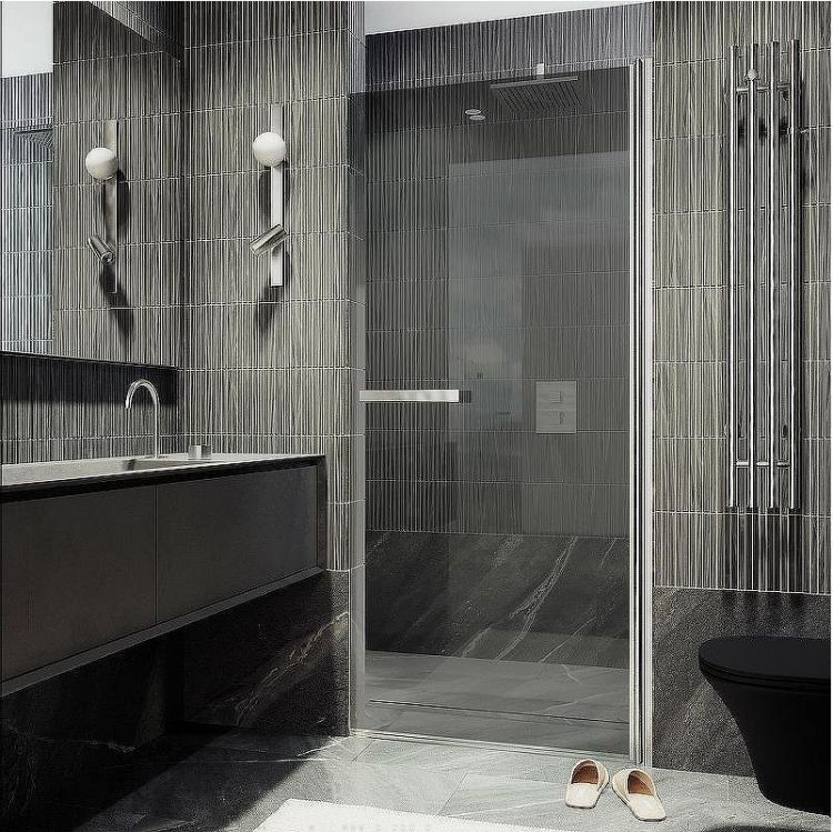 Душевая дверь Maybah Glass MGD-461-5 900x1980 на монопетле Хром матовый стекло графитовое