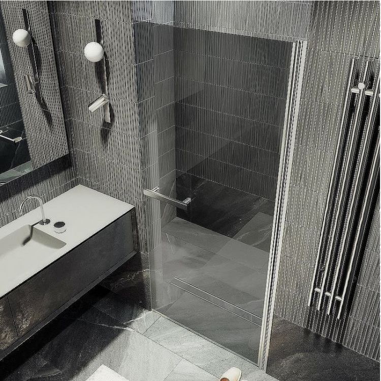 Душевая дверь Maybah Glass MGD-461-5 900x1980 на монопетле Хром матовый стекло графитовое