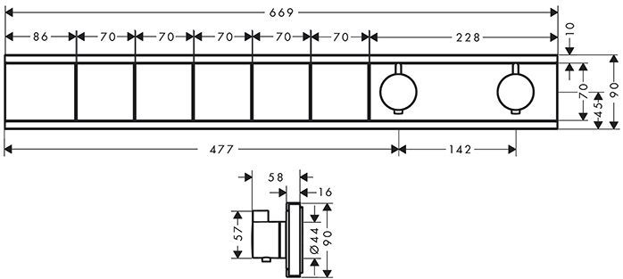 Hansgrohe RainSelect Термостат для душа, 5 источников, внешняя часть, цвет: хром