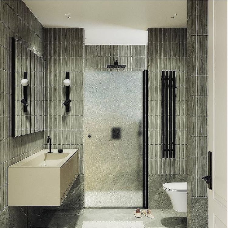 Душевая дверь Maybah Glass MGD-808-6 800x1980 на монопетле Черный стекло сатиновое