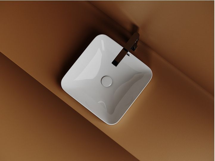 Раковина встраиваемая сверху CERAMICANOVA Element с отверстием слива - перелива квадратной формы CN6077