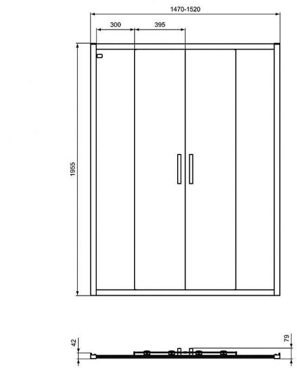 Душевая дверь Ideal Standard Connect 2 150 K968701 профиль Белый матовый стекло прозрачное