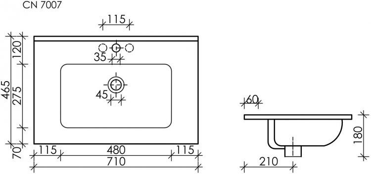 Умывальник CERAMICANOVA Element накладной прямоугольный CN7007 Умывальник CERAMICANOVA Element накладной прямоугольный CN7007