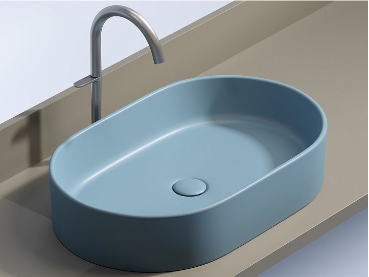 Умывальник CERAMICANOVA Element чаша накладная овальная (цвет Голубой Матовый) CN6048ML
