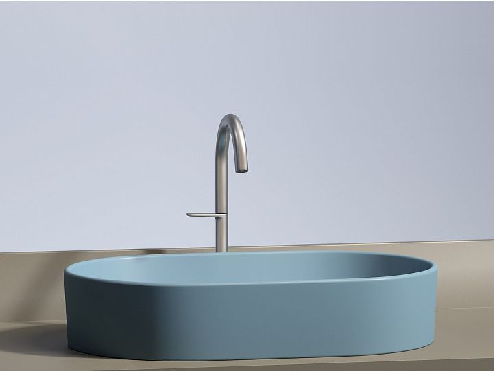 Умывальник CERAMICANOVA Element чаша накладная овальная (цвет Голубой Матовый) CN6048ML