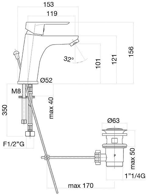 Смеситель для раковины Fiore Kevon Chic 81TX8123 цвет Хром Синий