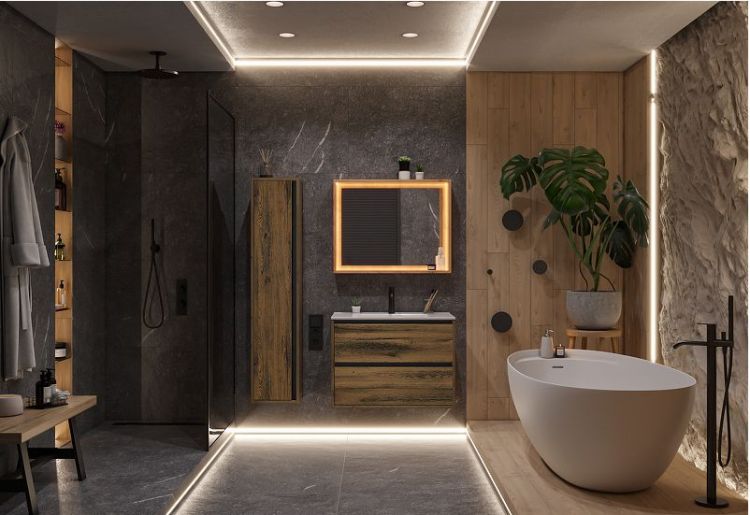 Зеркало ЗОВ Парма 120 PZ120AT с подсветкой цвет Древесина Аттик