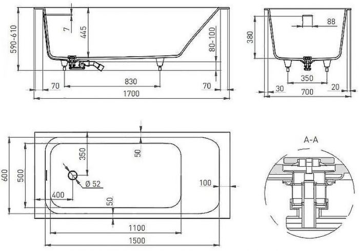 Ванна из искусственного камня Salini Orlanda Kit 170х70 102121M Белая матовая