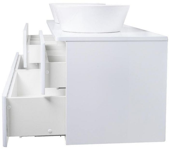 Тумба с раковиной Orange Otto 130 Ot-130TuMDF+B08-360W подвесная Белый глянец