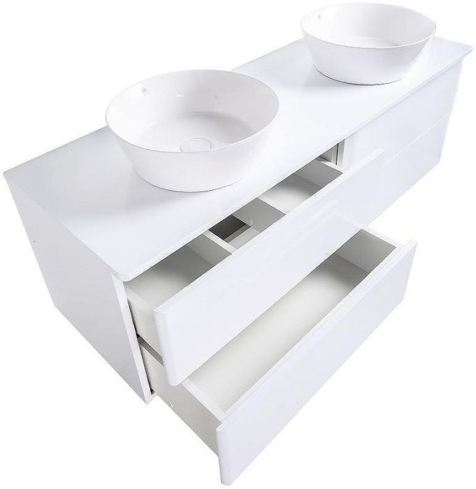 Тумба с раковиной Orange Otto 130 Ot-130TuMDF+B08-360W подвесная Белый глянец