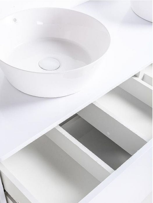 Тумба с раковиной Orange Otto 130 Ot-130TuMDF+B08-360W подвесная Белый глянец