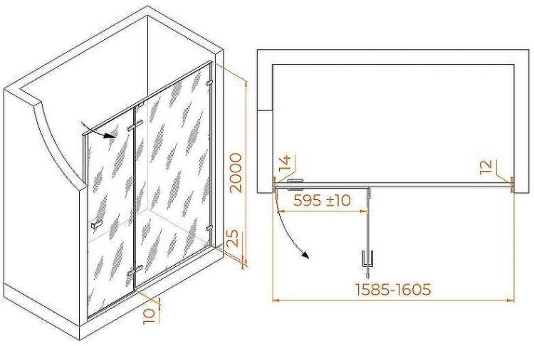 Душевая дверь RGW Stilvoll SV-004 160 353200416-21 профиль Хром стекло матовое