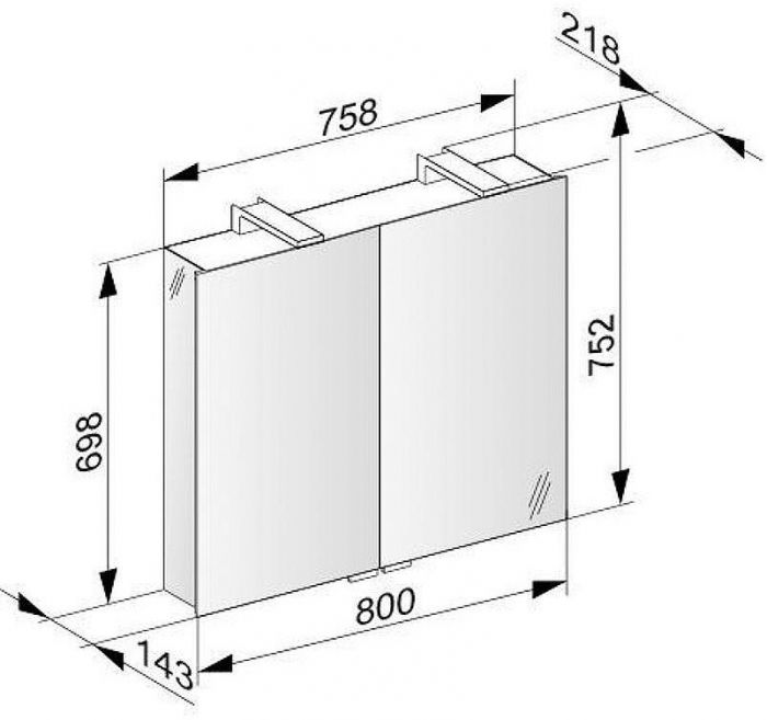 Зеркальный шкаф Keuco Royal Universe 80 12703171301 с подсветкой Серебристый